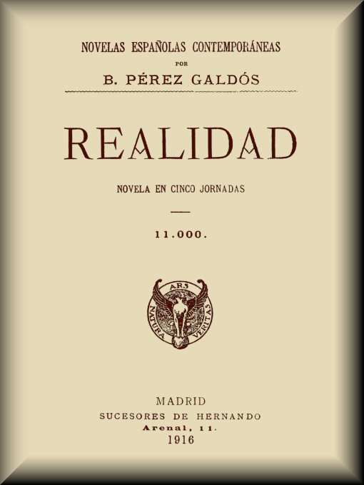 Portada de Realidad: Novela en cinco Jornadas, de Benito Pérez Galdós