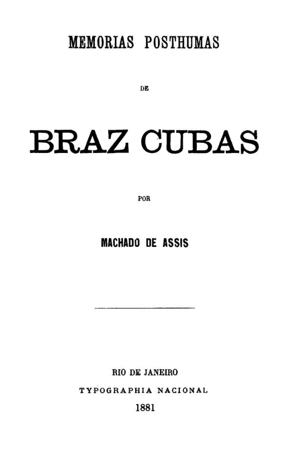 Portada de Memorias Posthumas de Braz Cubas, de Machado de Assis