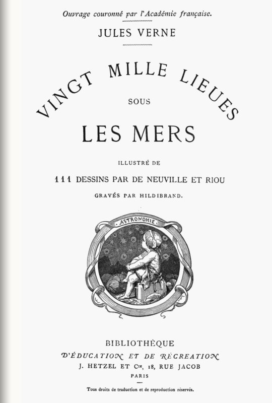 《Vingt mille lieues sous les mers》封面,Jules Verne 著