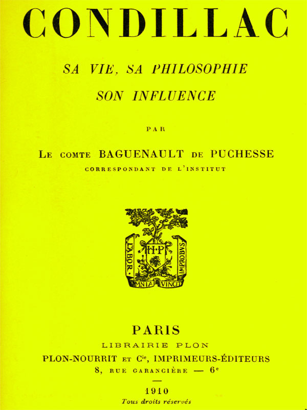 Copertina di Condillac: sa vie, sa philosophie, son influence, di comte Gustave Baguenault de Puchesse