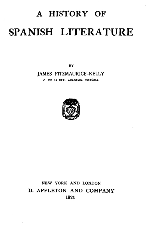 Cover of A History of Spanish Literature by James Fitzmaurice-Kelly