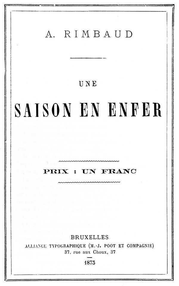 Portada de Une saison en enfer, de Arthur Rimbaud