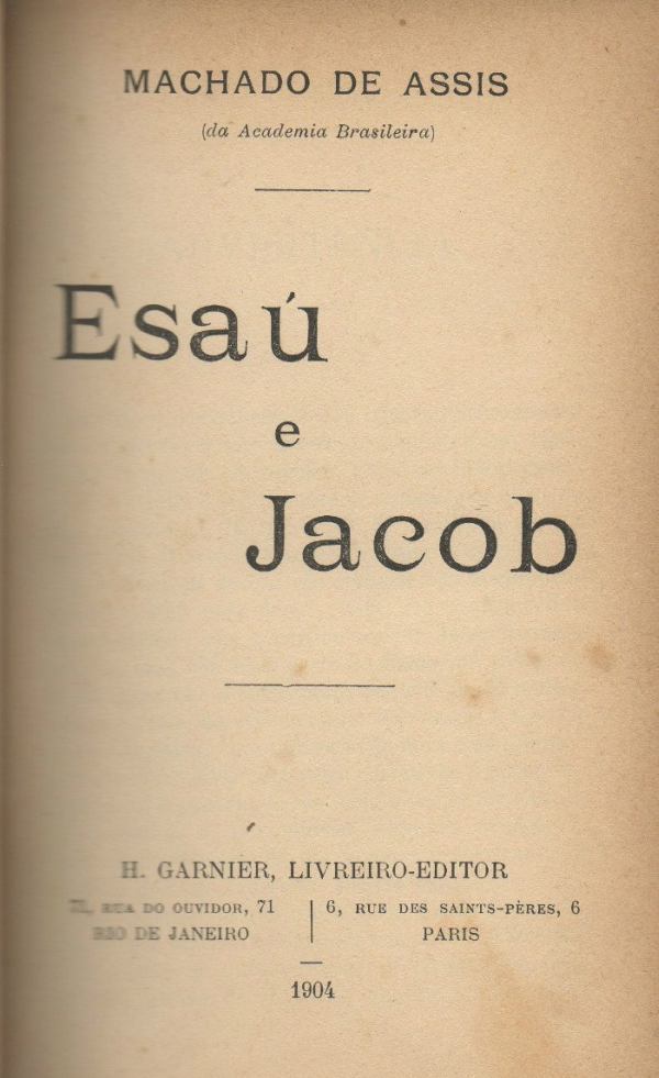 Capa de Esau e Jacob, de Machado de Assis