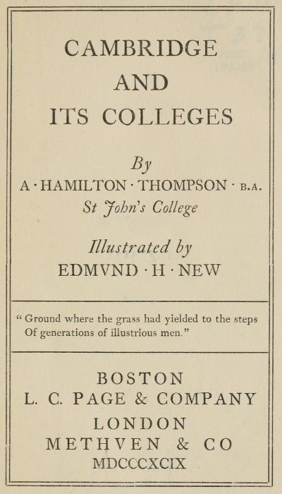 Copertina di Cambridge and Its Colleges, di A. Hamilton Thompson