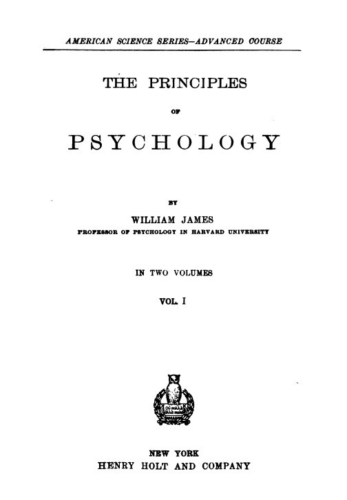 Copertina di The Principles of Psychology, Volume 1 (of 2), di William James