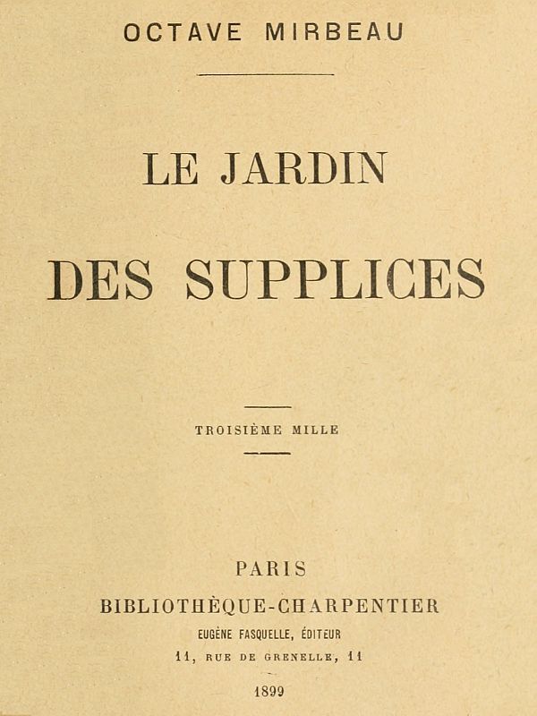 《Le jardin des supplices》封面,Octave Mirbeau 著
