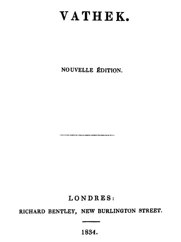 Copertina di Vathek, di William Beckford