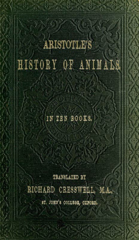 Copertina di Aristotle's History of Animals / In Ten Books, di Aristotle