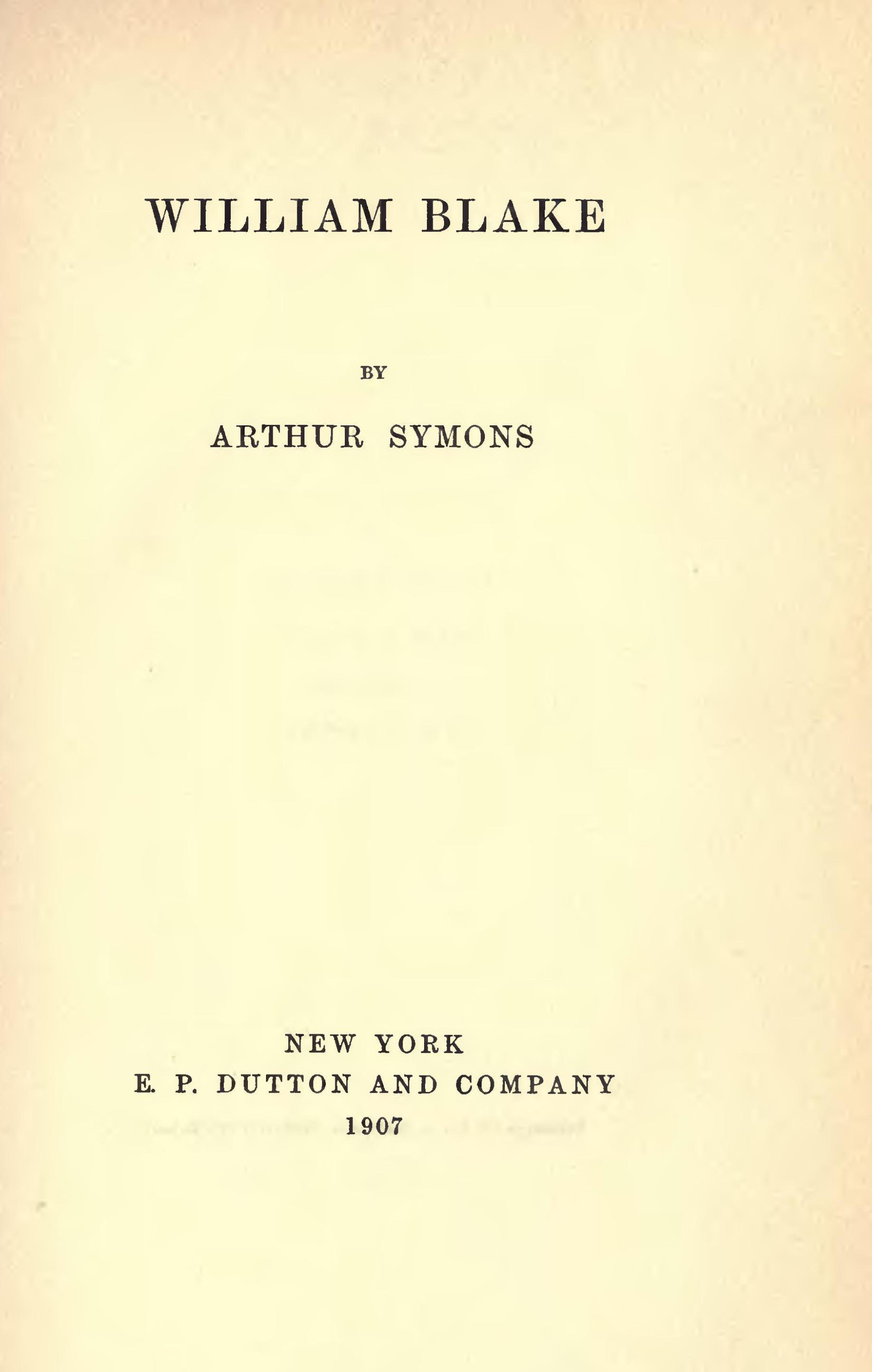 Couverture de William Blake par Arthur Symons
