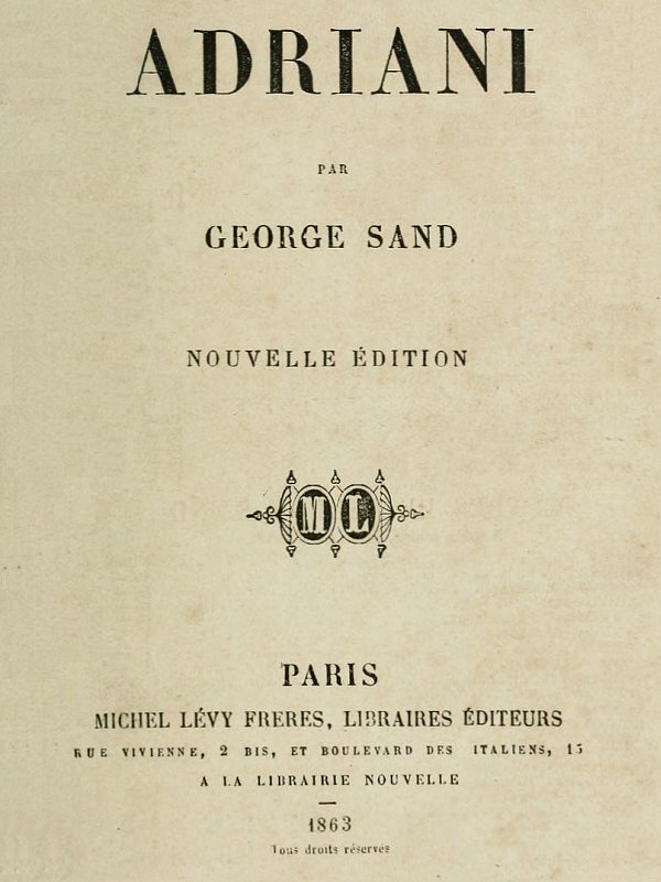 Copertina di Adriani, di George Sand