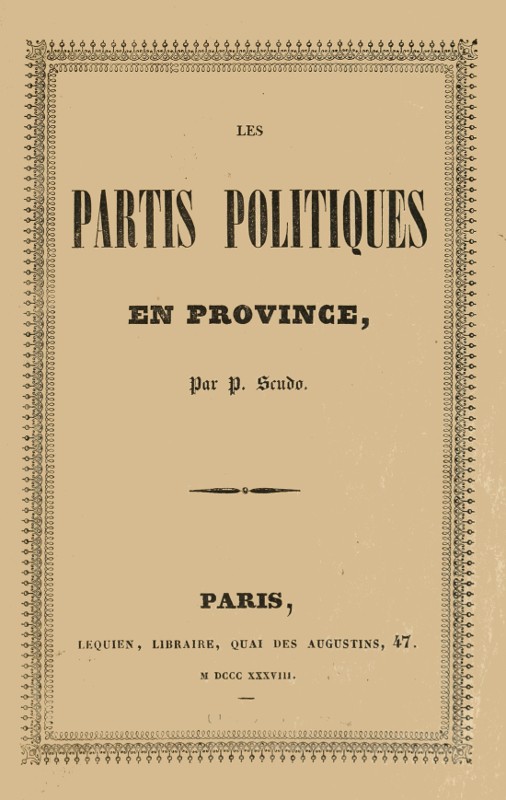 Copertina di Les partis politiques en Province, di Paul Scudo