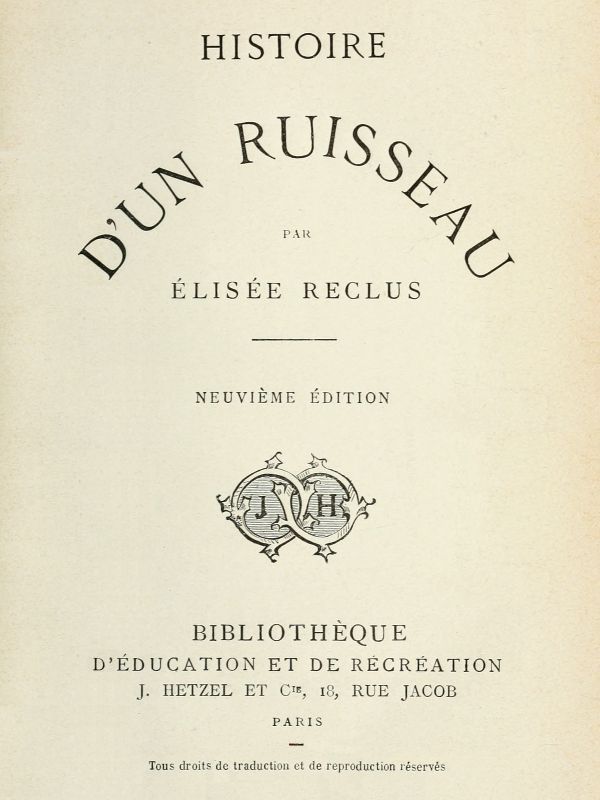 Cover of Histoire d'un ruisseau by Elisée Reclus