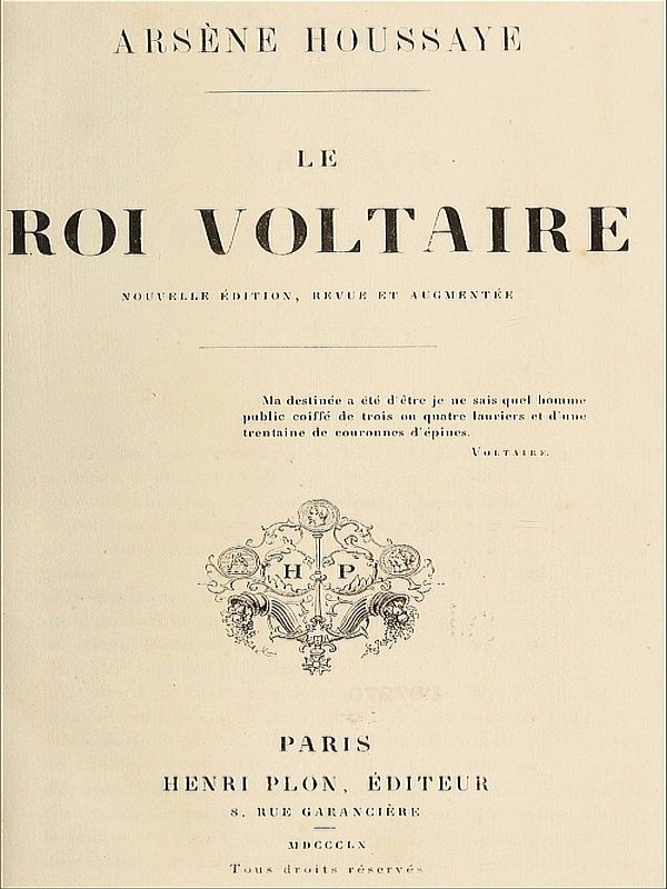 Portada de Le roi Voltaire, de Arsène Houssaye