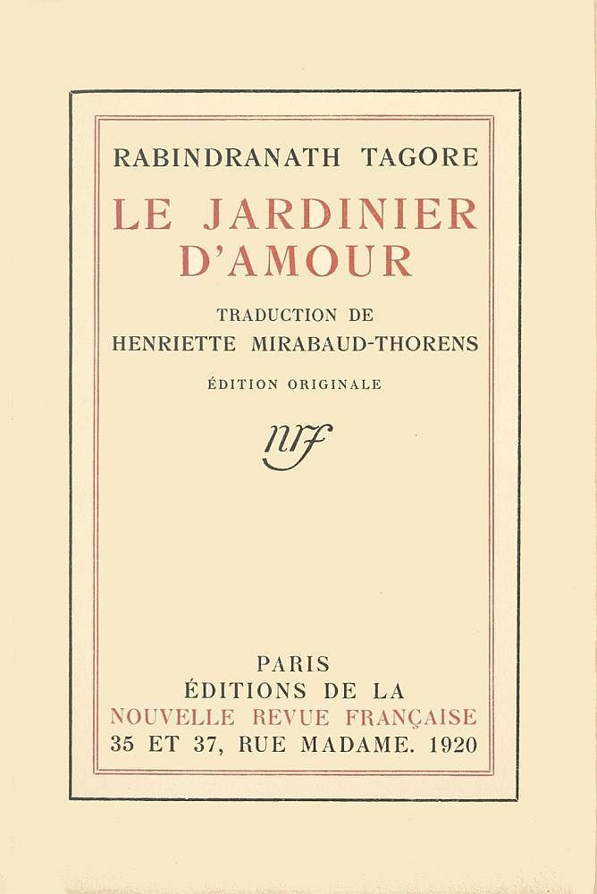 Copertina di Le jardinier d'amour, di Rabindranath Tagore