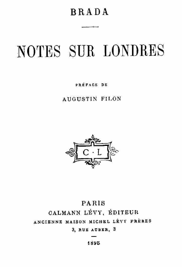 Copertina di Notes sur Londres, di Brada
