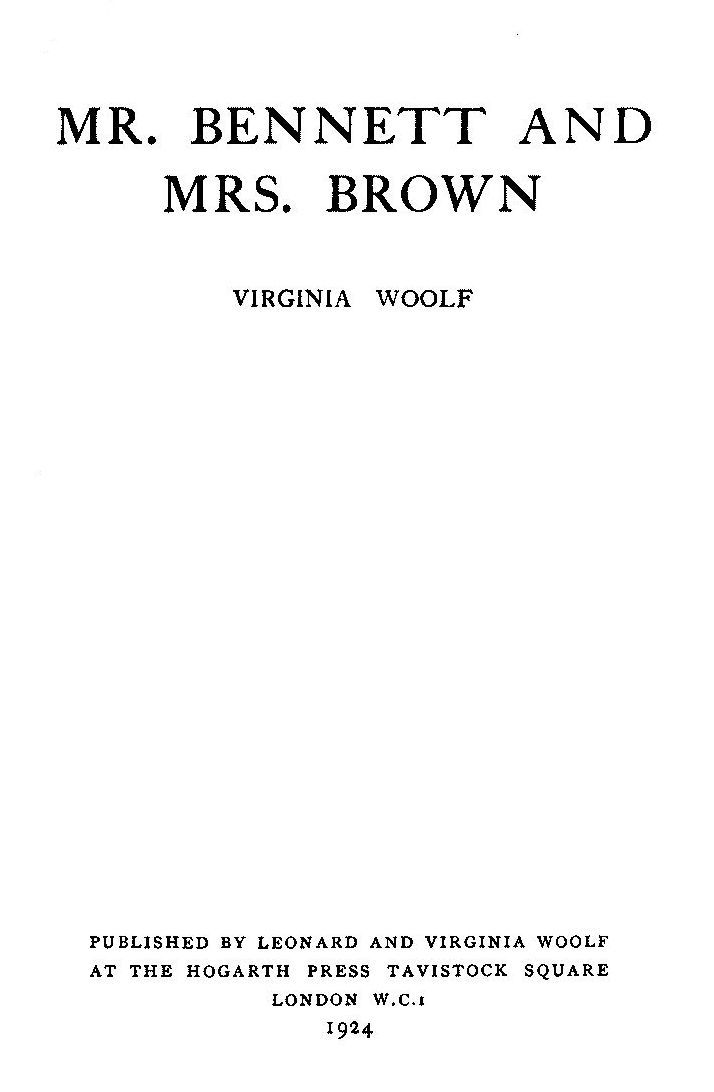 Copertina di Mr. Bennett and Mrs. Brown, di Virginia Woolf