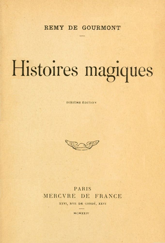 Copertina di Histoires magiques, di Remy de Gourmont