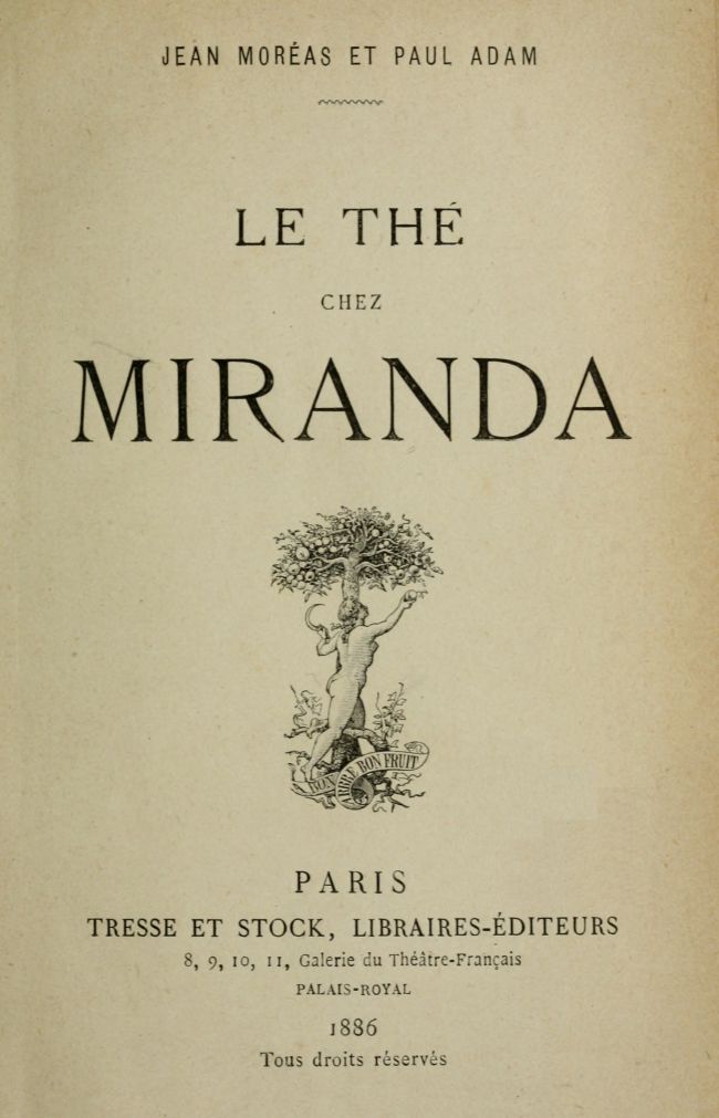 Portada de Le thé chez Miranda, de Jean Moréas; Paul Adam