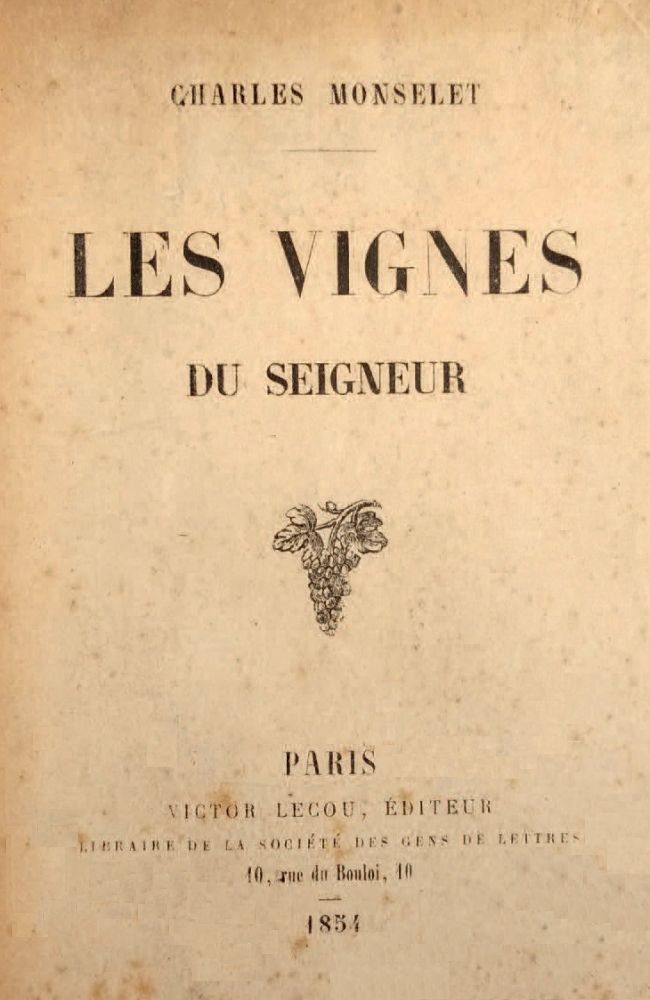Copertina di Les vignes du Seigneur, di Charles Monselet