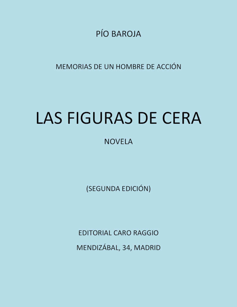 Couverture de Las figuras de cera: novela par Pío Baroja