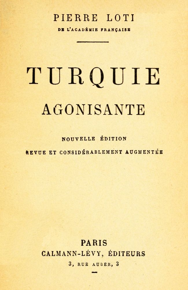 Couverture de Turquie agonisante par Pierre Loti