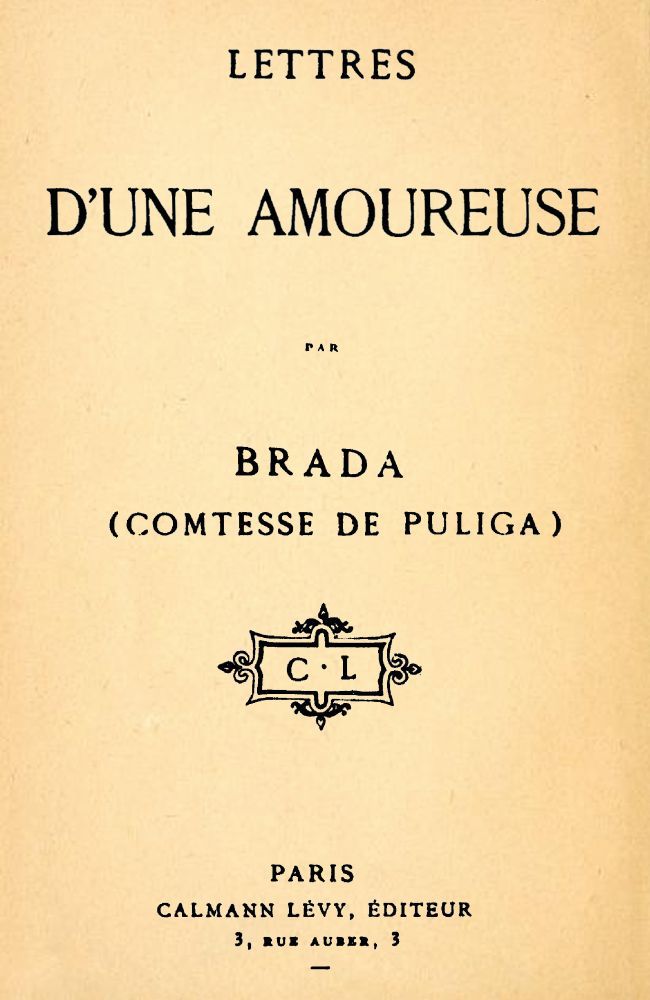 Copertina di Lettres d'une amoureuse, di Brada