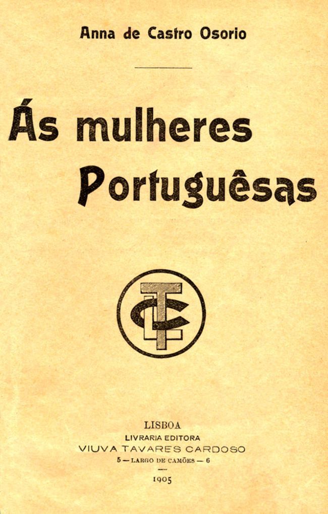 Portada de Ás Mulheres Portuguêsas, de Ana de Castro Osório