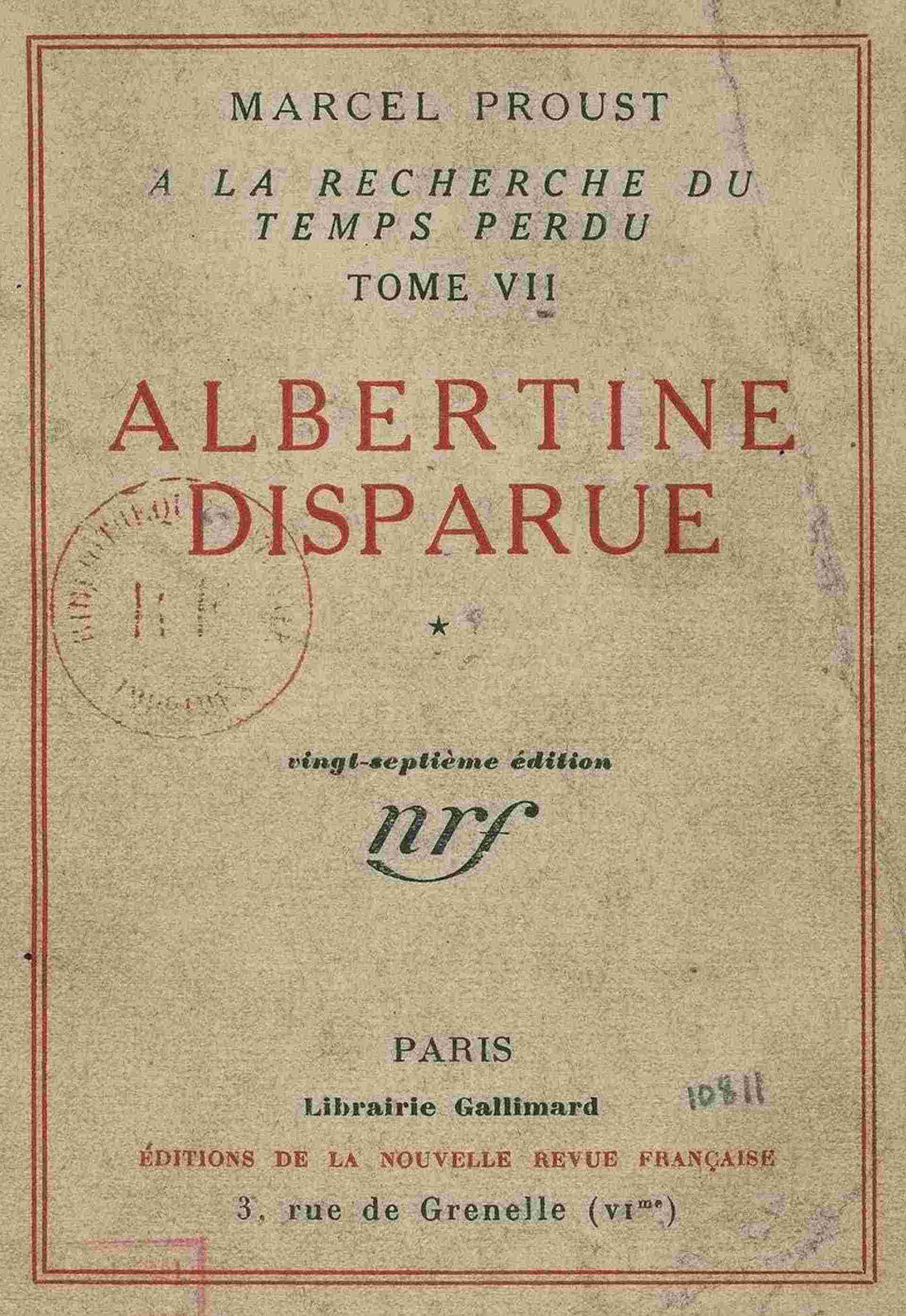 Portada de Albertine disparue Vol 1 (of 2) / À la recherche du temps perdu, Tome 7, de Marcel Proust