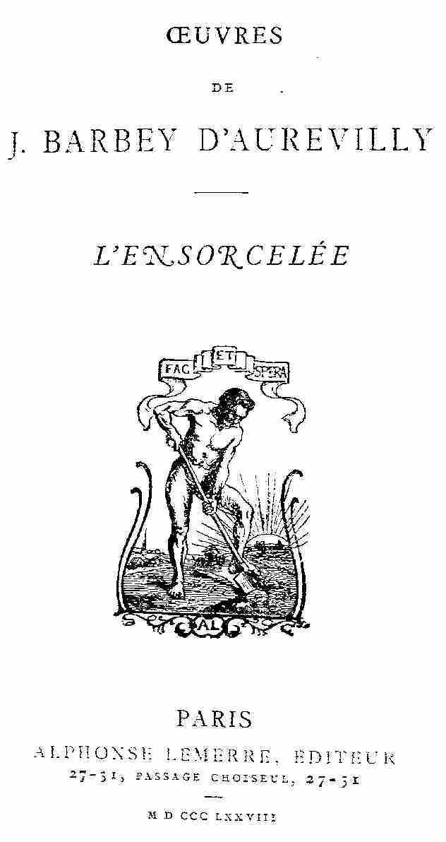Copertina di L'ensorcelée, di J. Barbey d'Aurevilly