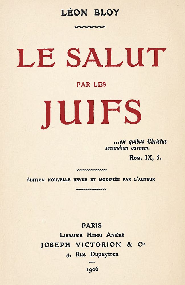 Copertina di Le Salut par les Juifs, di Léon Bloy