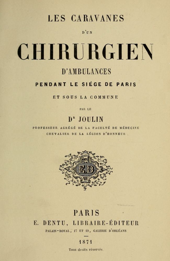 Copertina di Les caravanes d'un chirurgien d'ambulances pendant le siége de Paris et sous la commune, di Désiré Joseph Joulin