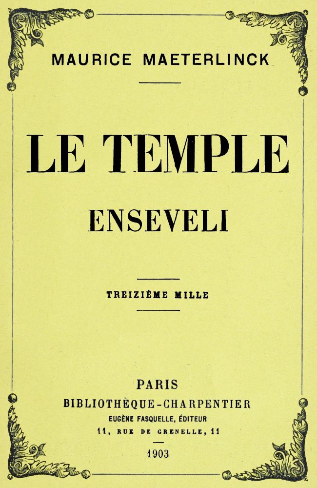 Copertina di Le temple enseveli, di Maurice Maeterlinck