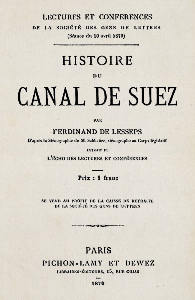Copertina di Histoire du Canal de Suez, di Ferdinand de Lesseps
