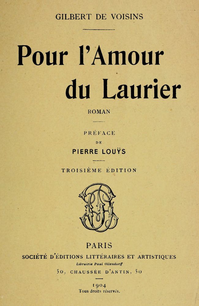Copertina di Pour l'Amour du Laurier: Roman, di Auguste Gilbert de Voisins