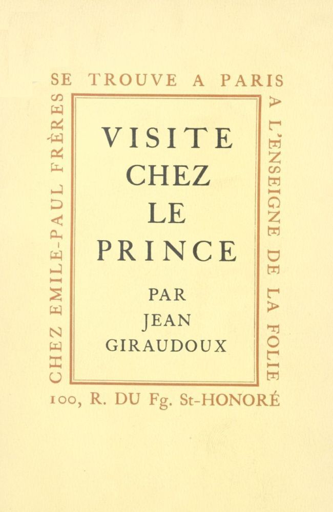 Copertina di Visite chez le prince, di Jean Giraudoux