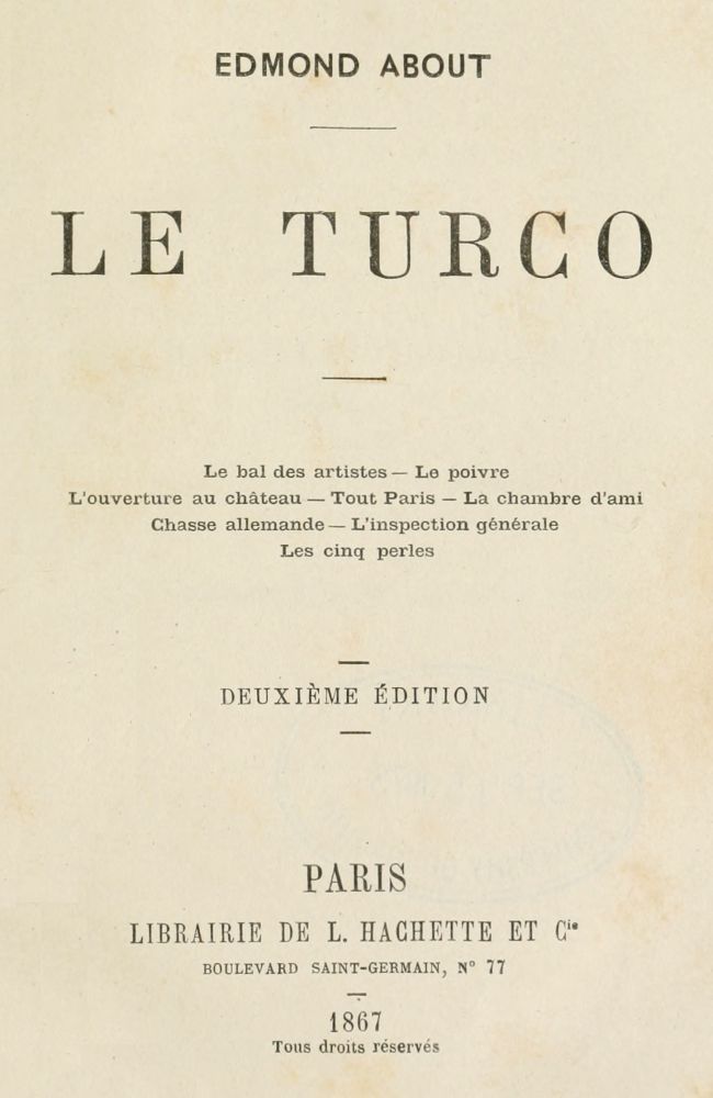 Copertina di Le Turco, di Edmond About