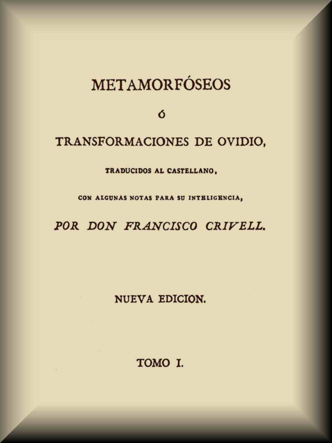 Capa de Metamorfóseos o Transformaciones (1 de 4), de Ovid
