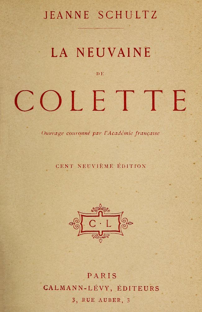 Copertina di La neuvaine de Colette, di Jeanne Schultz
