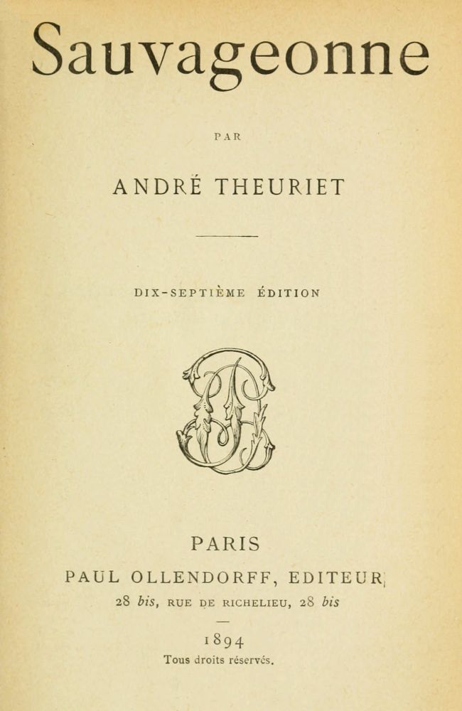 Copertina di Sauvageonne, di André Theuriet