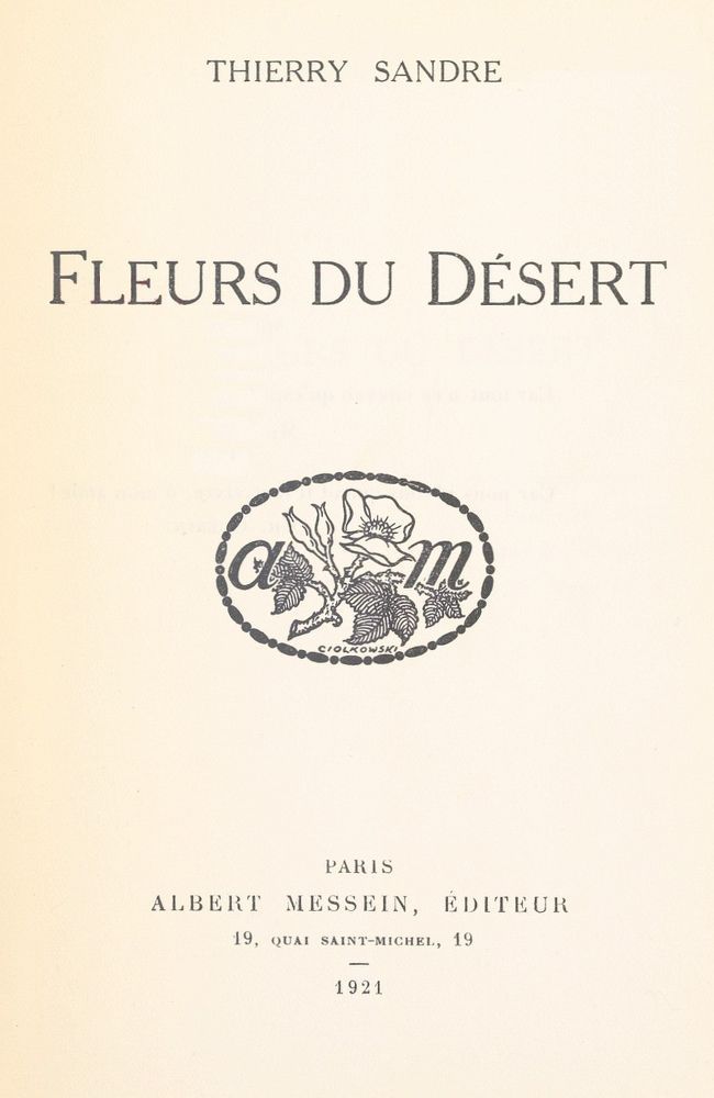 Copertina di Fleurs du désert, di Thierry Sandre