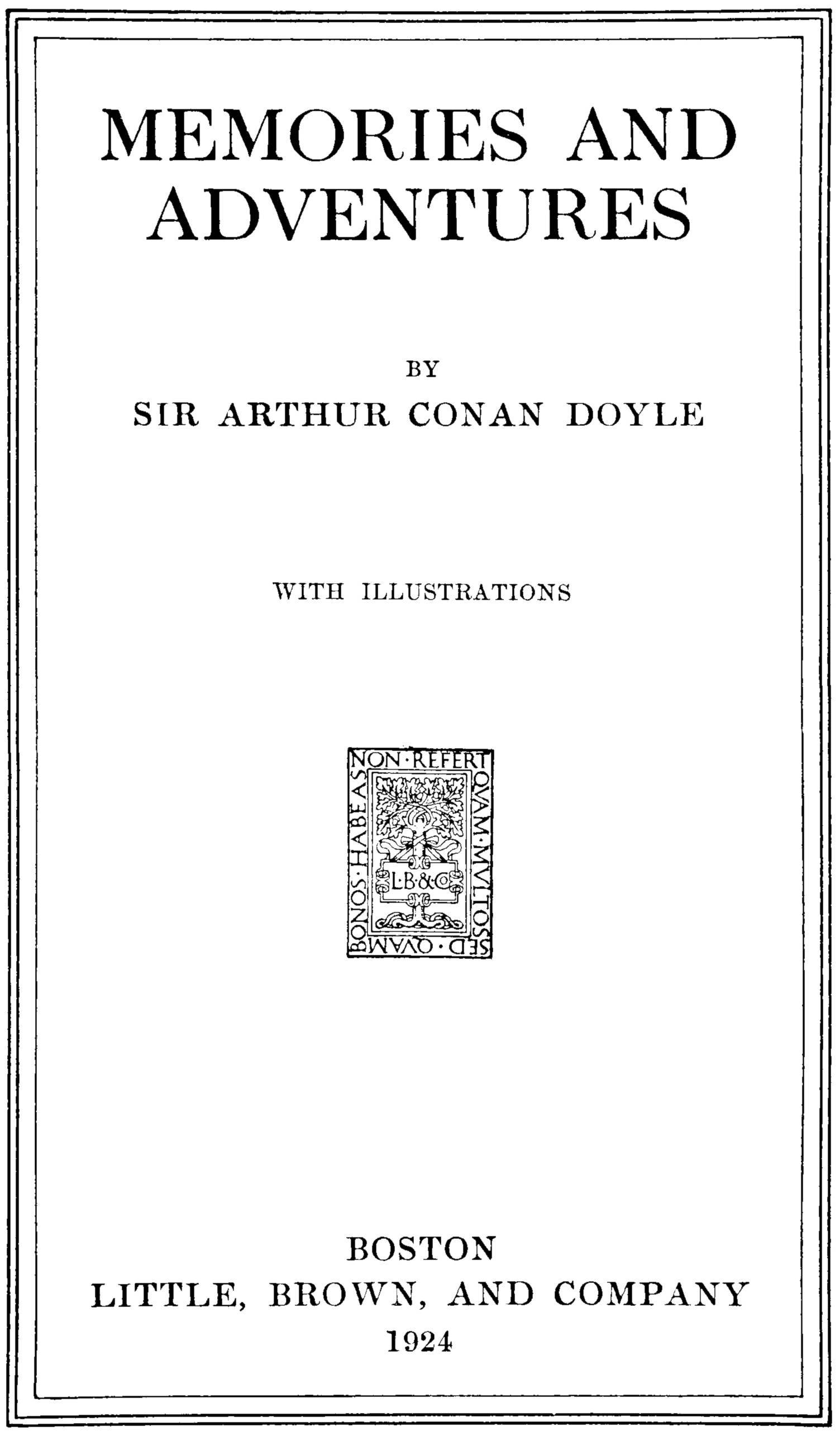 Copertina di Memories and Adventures, di Arthur Conan Doyle