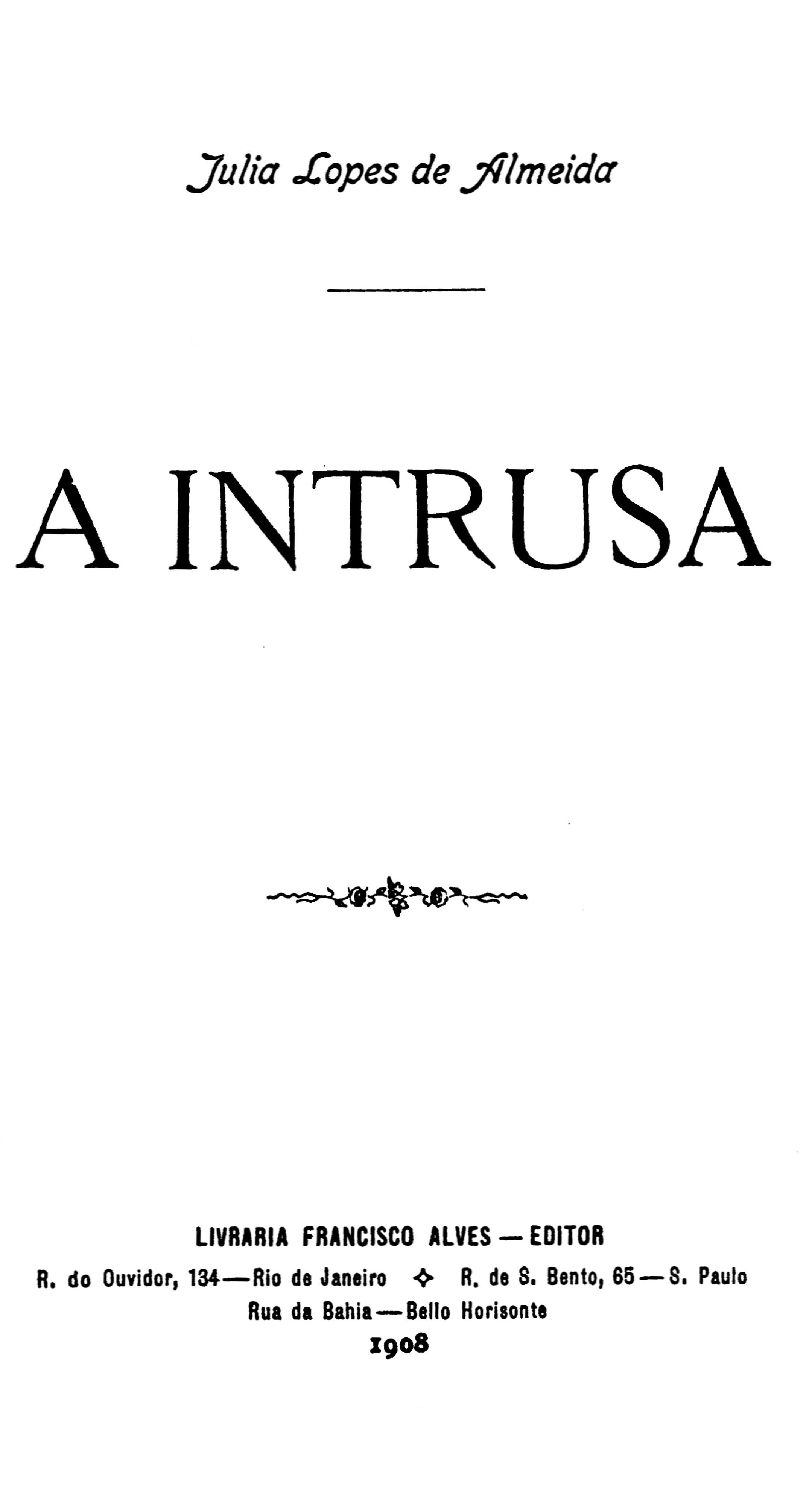 Capa de A Intrusa, de Júlia Lopes de Almeida