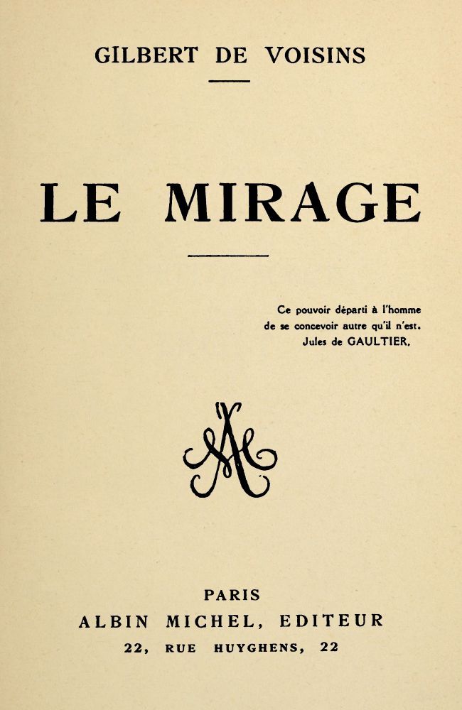 Copertina di Le Mirage, di Auguste Gilbert de Voisins