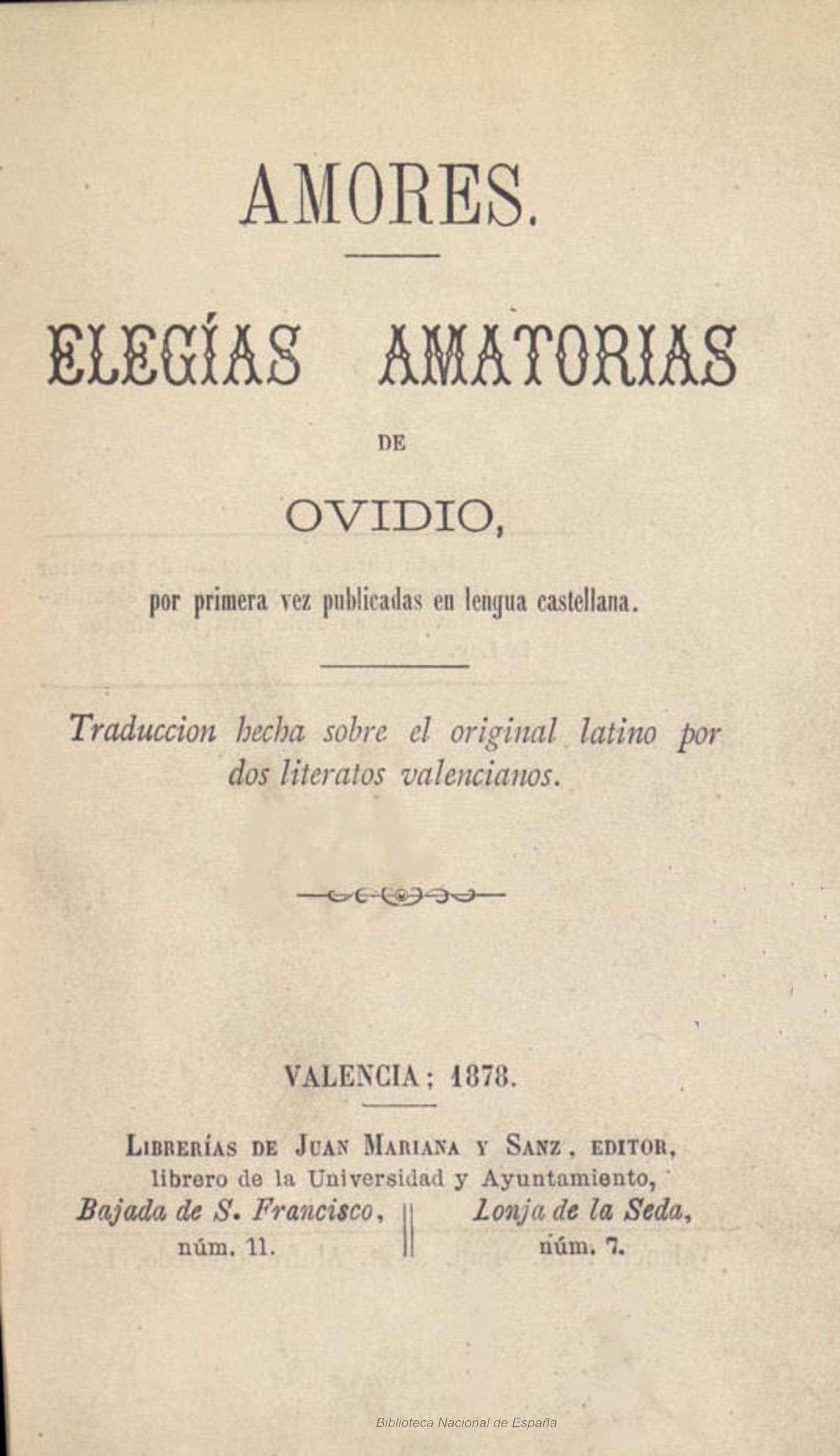 Portada de Amores: elegías amatorias, de Ovid