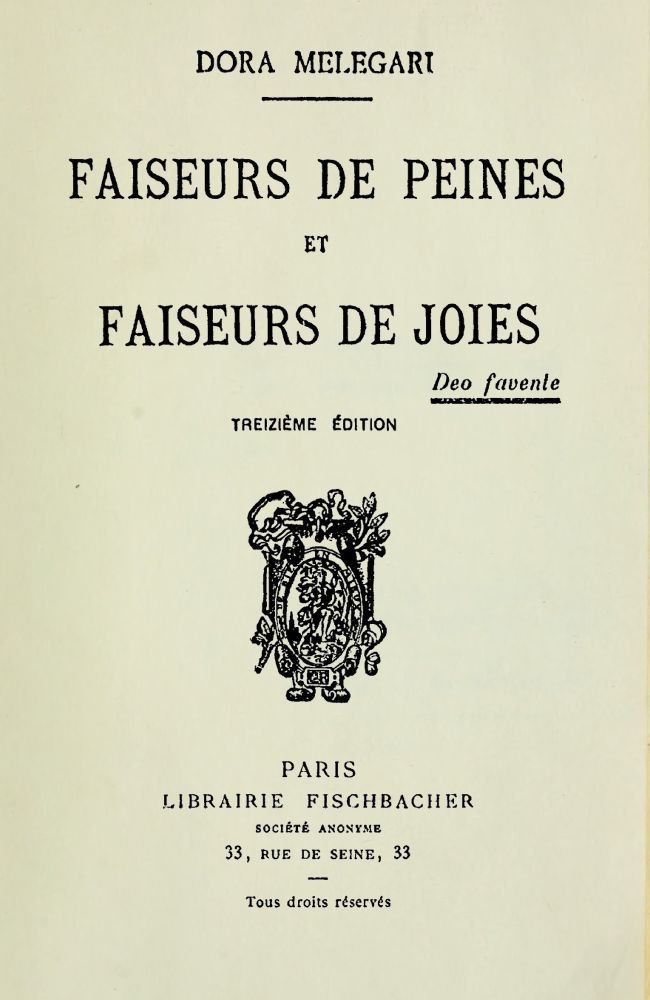 Cover of Faiseurs de peines et faiseurs de joies by Dora Melegari