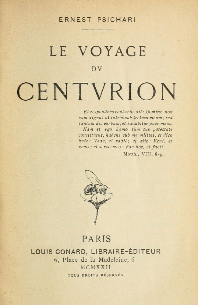 Copertina di Le Voyage du Centurion, di Ernest Psichari