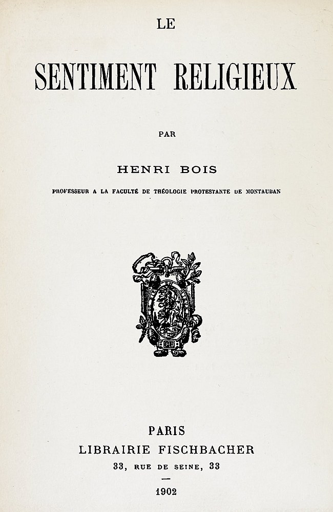 Copertina di Le sentiment religieux, di Henri Bois