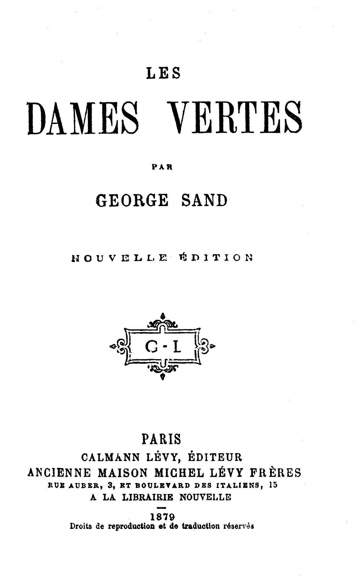 Copertina di Les dames vertes, di George Sand