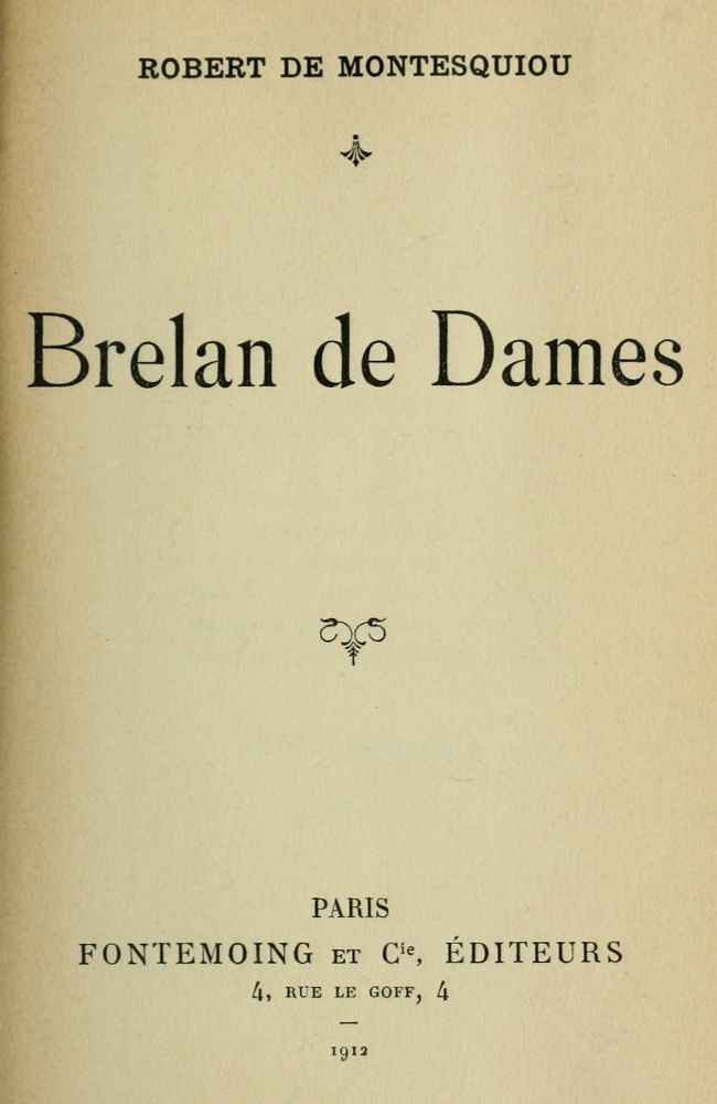 Copertina di Brelan des dames, di comte de Robert Montesquiou-Fézensac