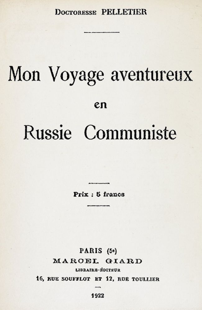 Copertina di Mon voyage aventureux en Russie communiste, di Madeleine Pelletier